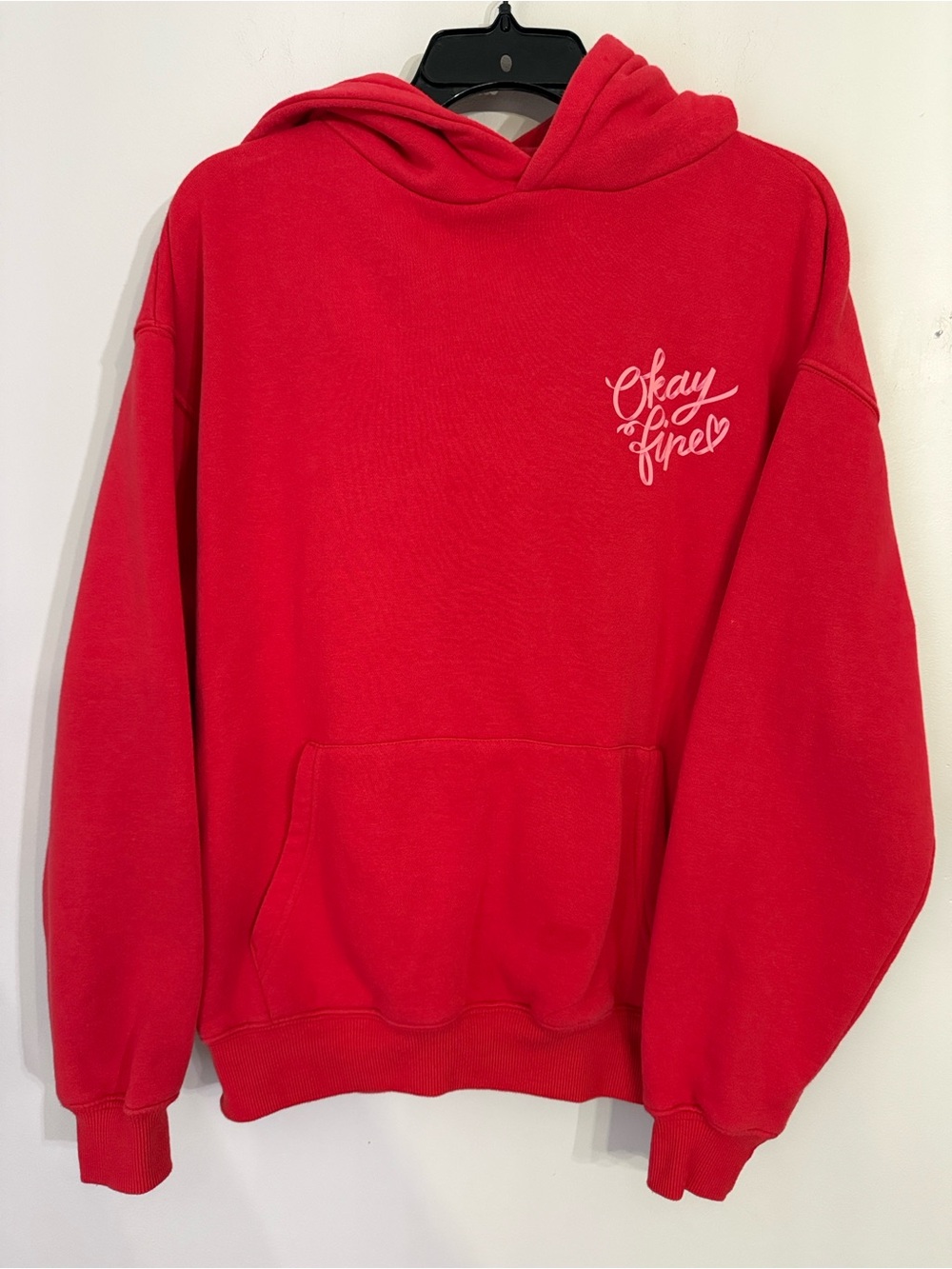 Cotton On Red Heavy Hoodie “Okay Fine” Size XS